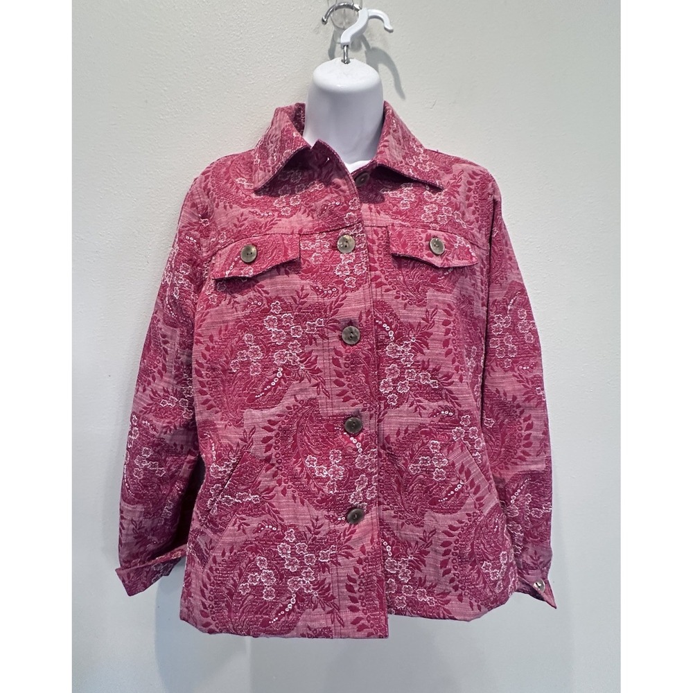 Rebecca Malone Jacket Women's Size S Red Long Sleeves Textured